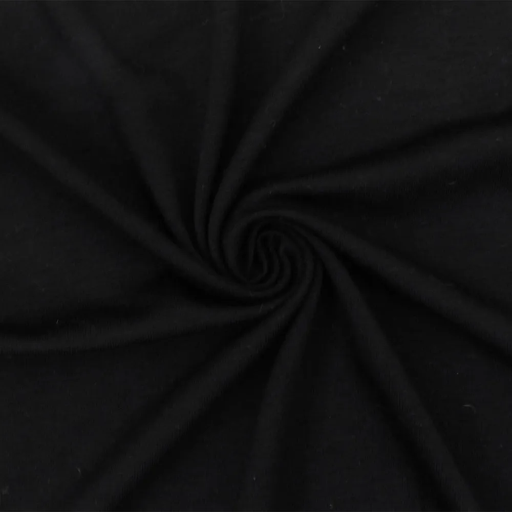 2 1/2 YD PC-Black Solid Stretch Cotton Jersey Knit Fabric