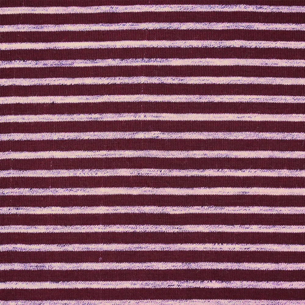 2 3/4 YD PC-Burgundy-Pink-Gray Poly Rayon Stretch Spandex Striped Jersey Knit Fabric