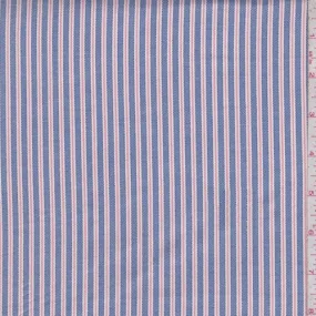 3 YD PC-Ink Blue/Salmon Stripe Oxford Shirting Fabric