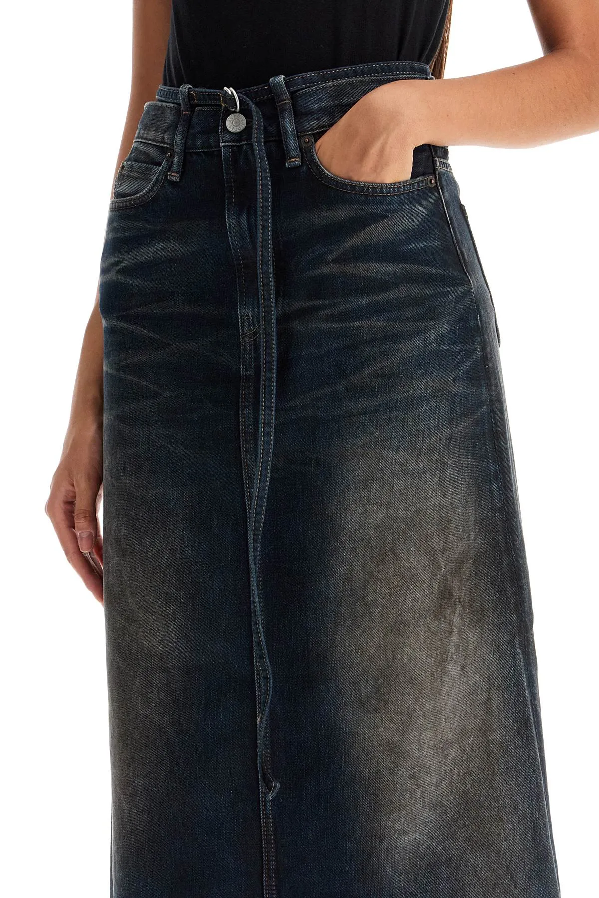 ACNE STUDIOS Maxi Gonna In Denim Con Cinturino In Vita