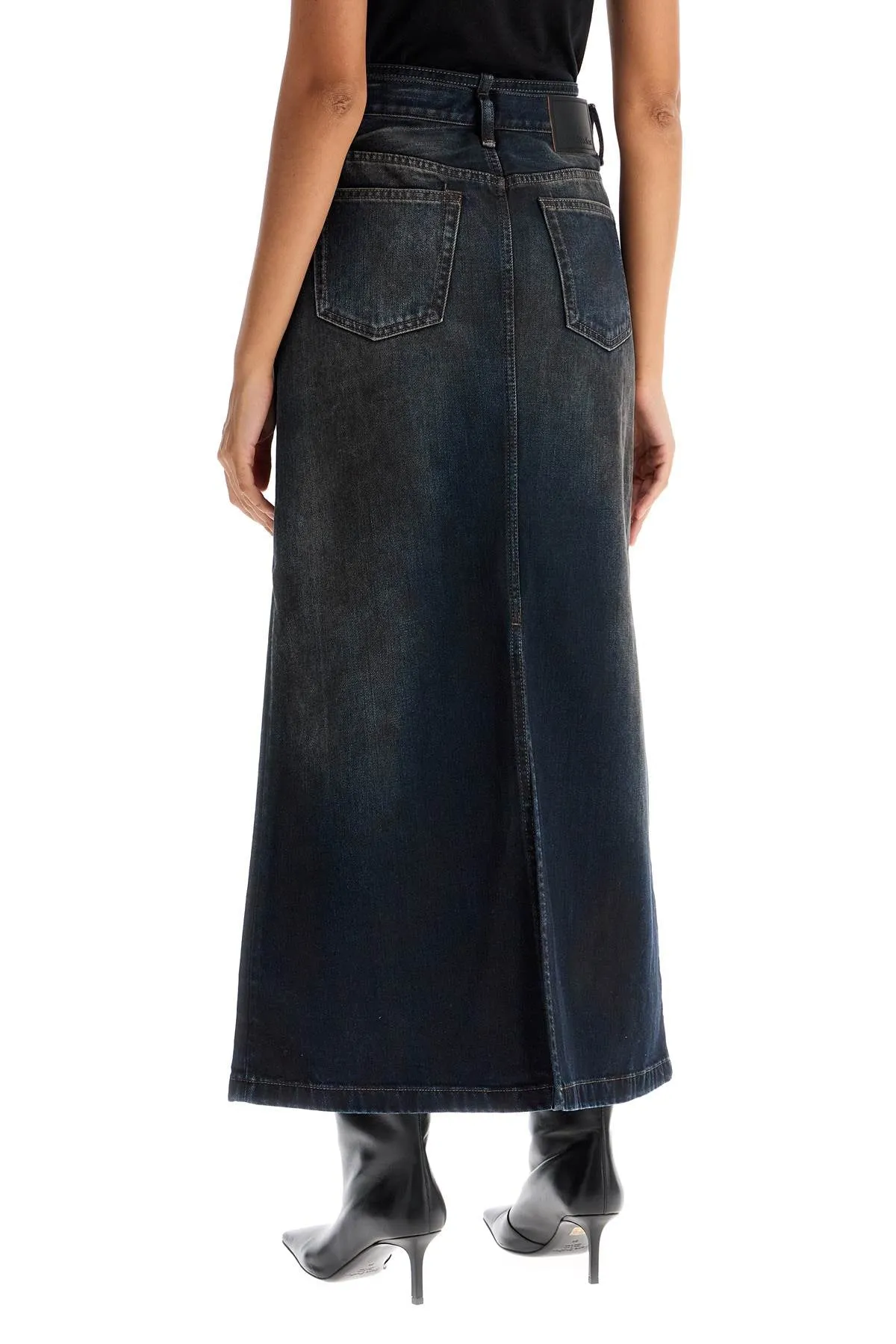 ACNE STUDIOS Maxi Gonna In Denim Con Cinturino In Vita