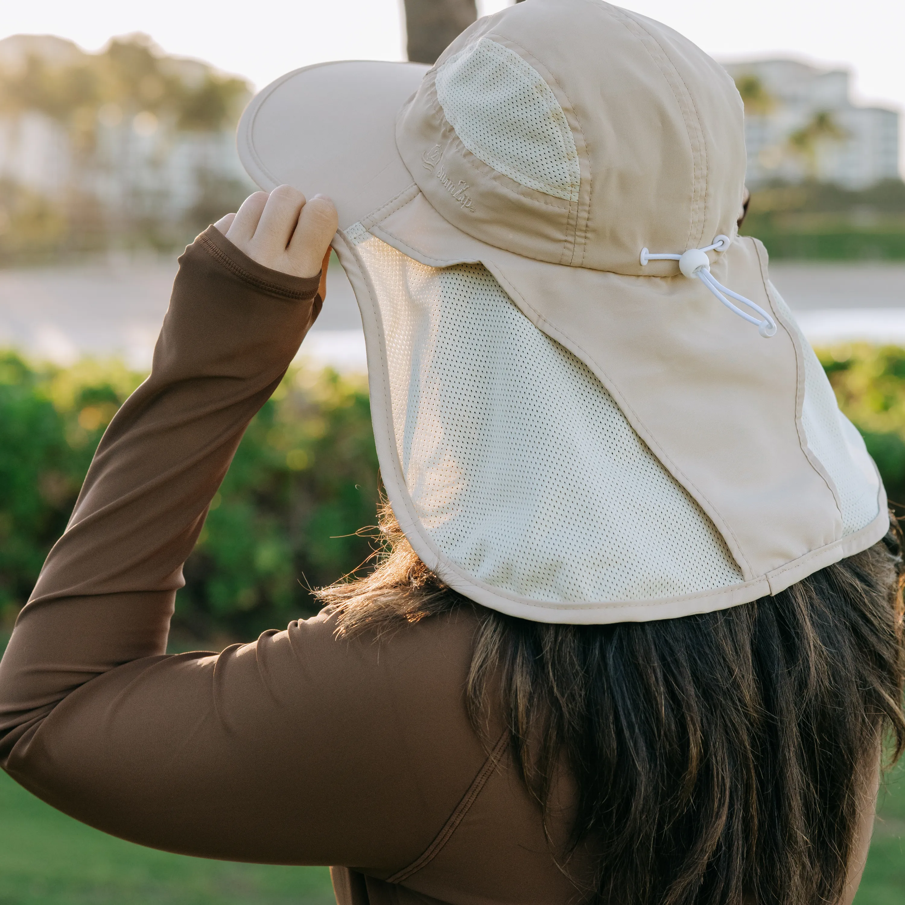 Adult Wide Brim   Flap Neck Sun Protective Adventure Hat | Beige