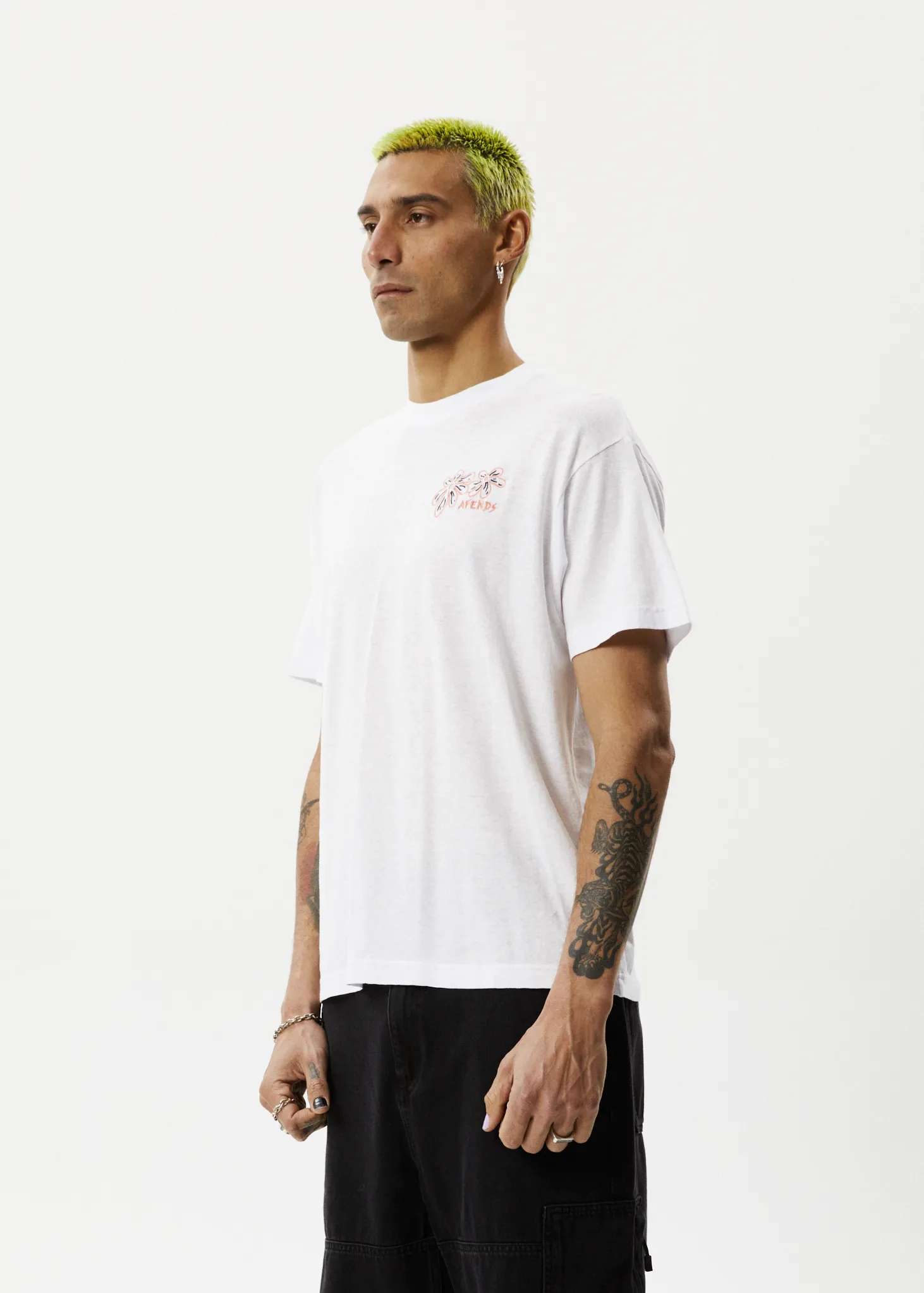 AFENDS Mens Dazed - Boxy Graphic T-Shirt - White