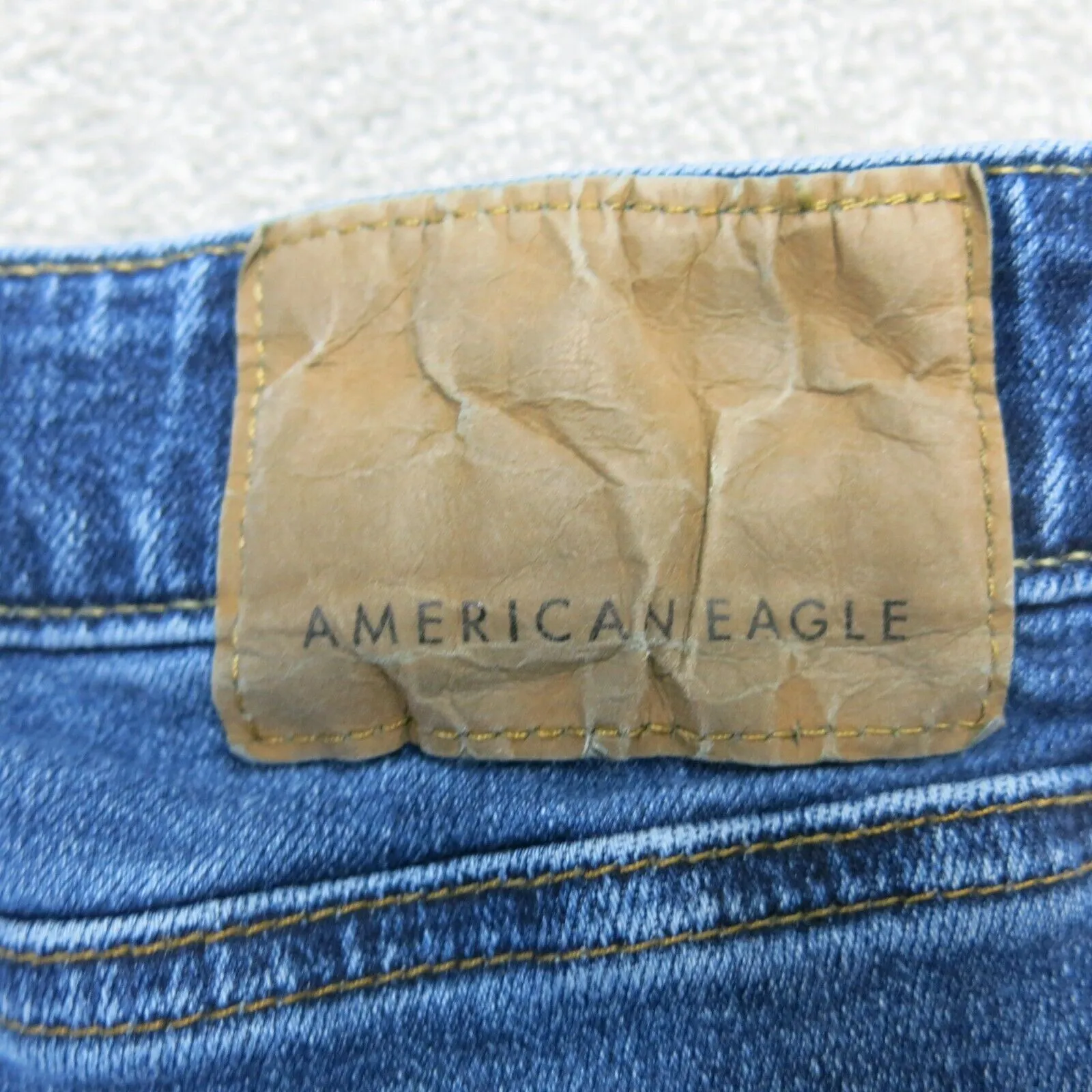 American Eagle Mens Skinny Leg Jeans Denim Distressed Low Rise Blue Size W36XL32