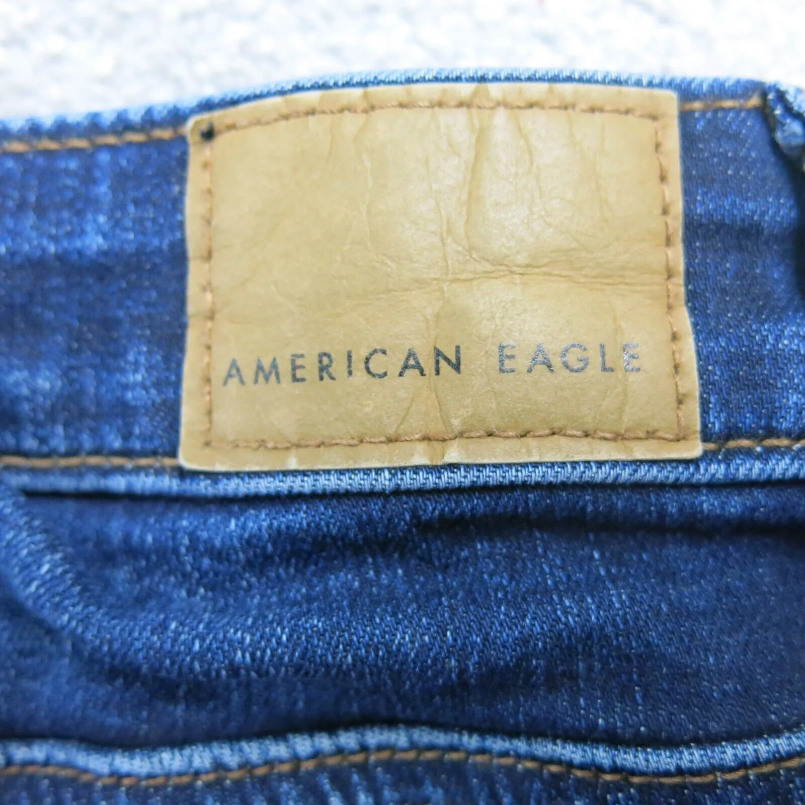 American Eagle Womens Straight Leg Jeans Stretch Distressed Low Rise Blue Size 0