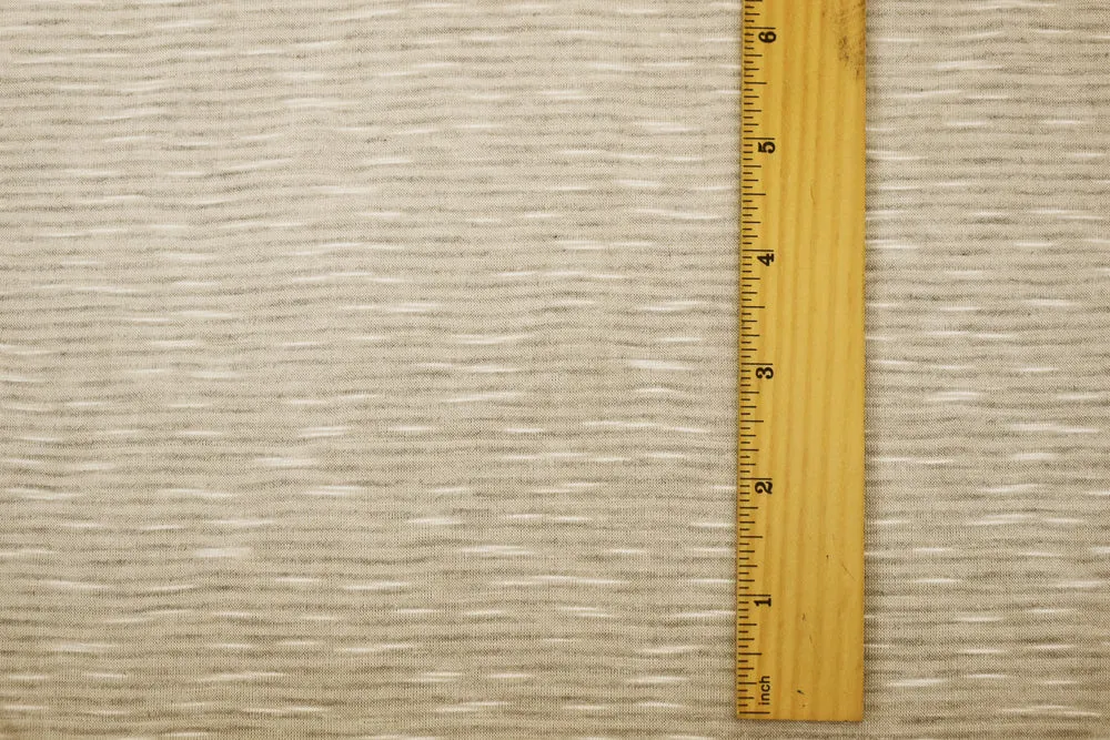 Beige-Gray Rayon Stretch Spandex Slub Stripe Pattern Jersey Knit Fabric