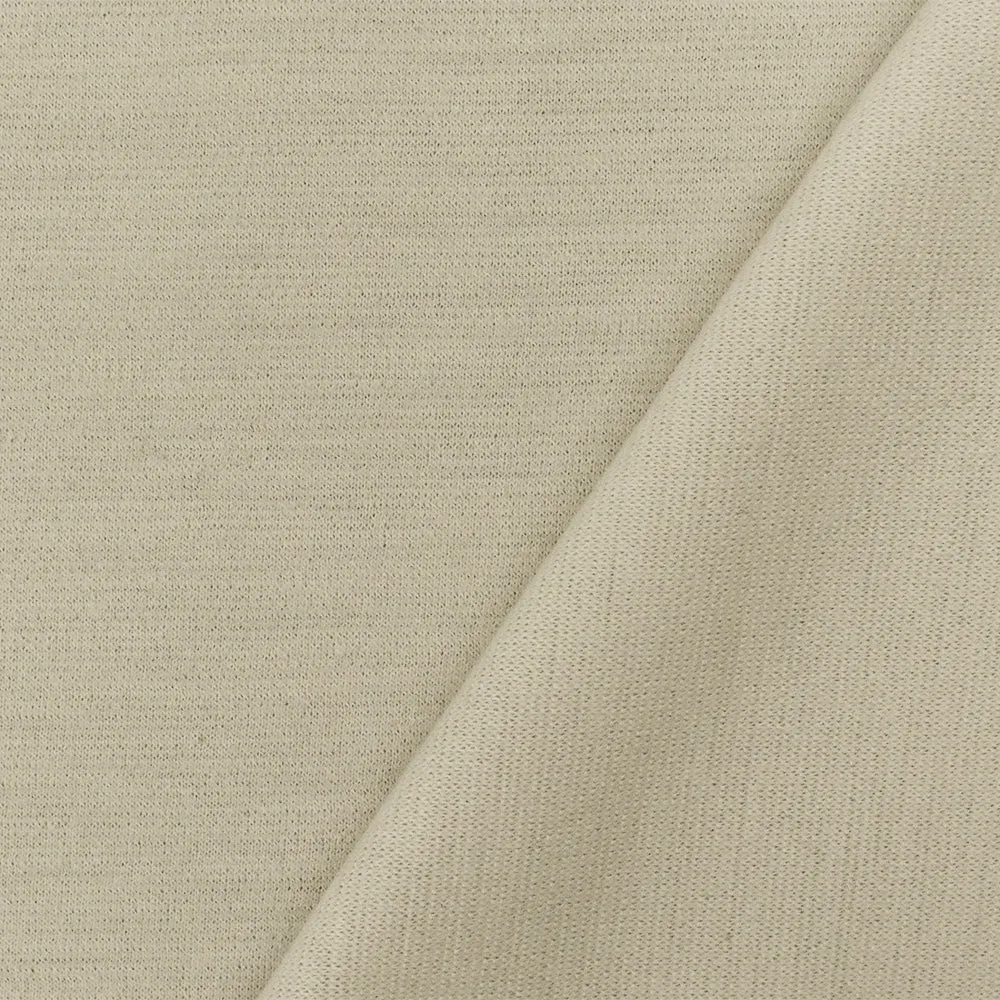 Beige Slub Texture Stretch Poly Spandex Interlock Knit Fabric