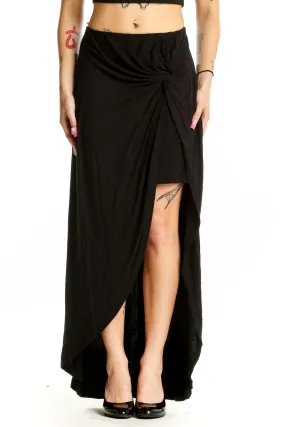 Black Draped Maxi Skirt