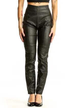 Black Faux Leather High-Waisted Skinny Pants