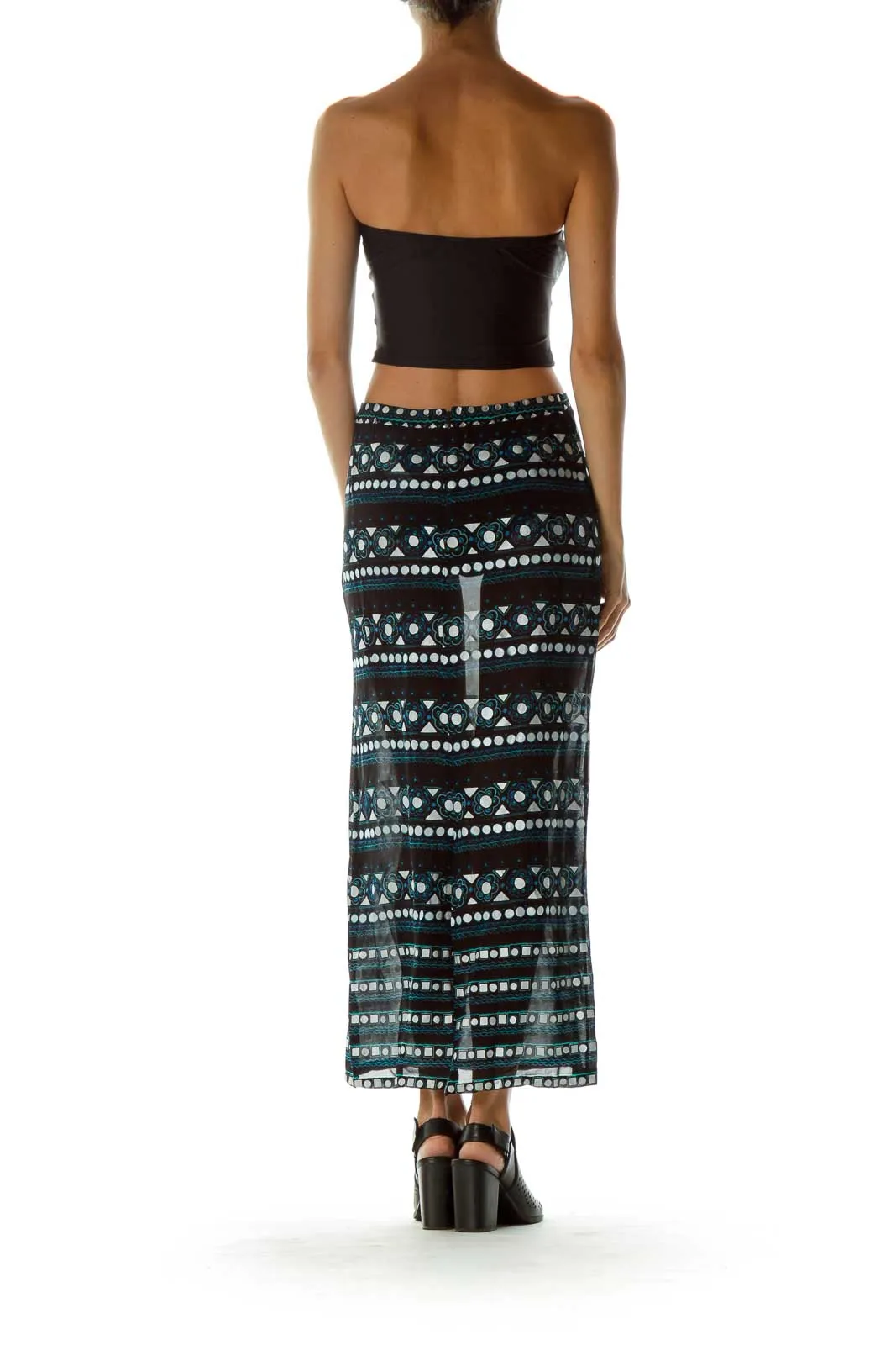 Black Silver Maxi Skirt & Bikini Top