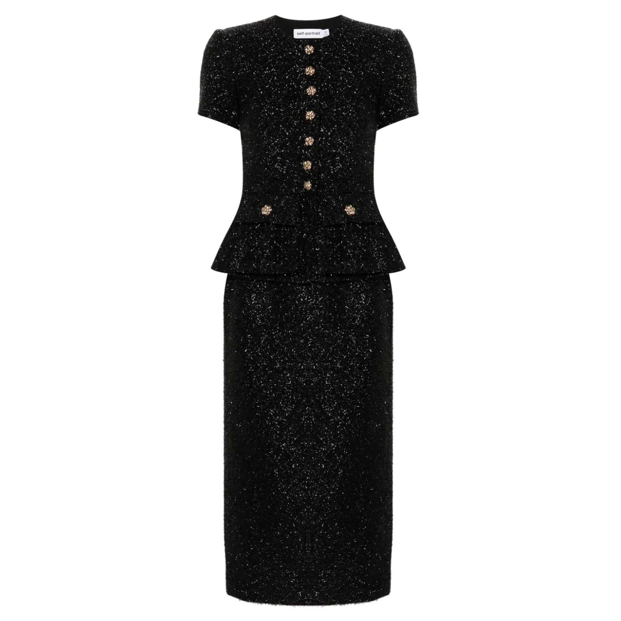 Black Tinsel Boucle Tailored Dress