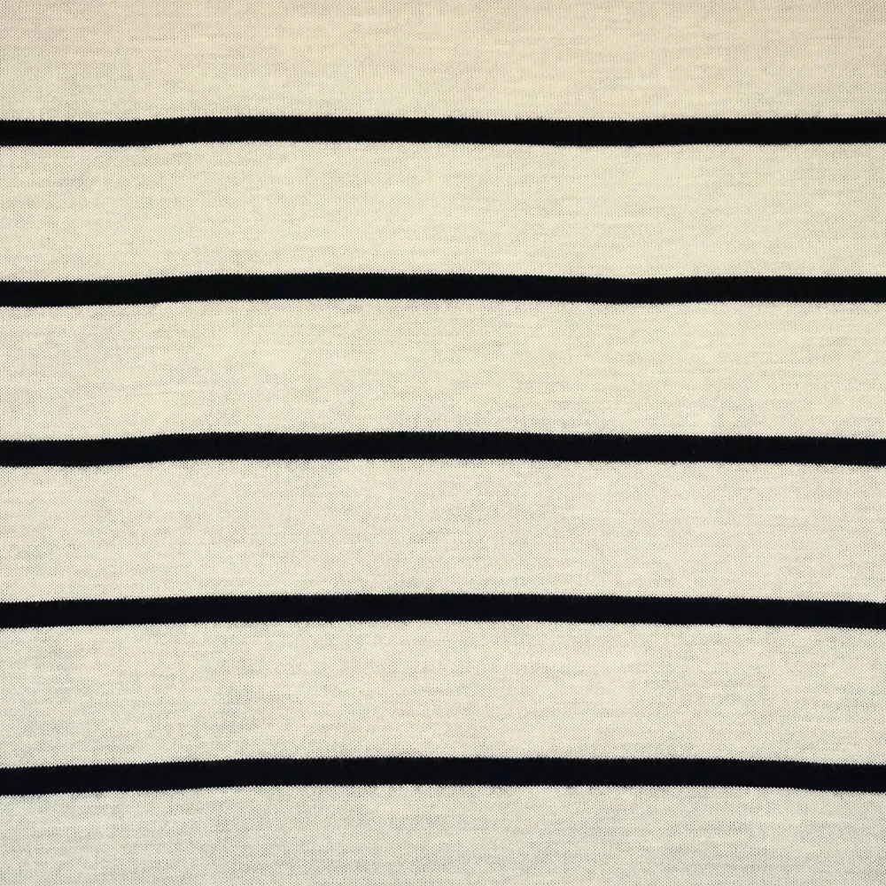 Black-White Rayon Poly Stretch Spandex Stripe Jersey Knit Fabric