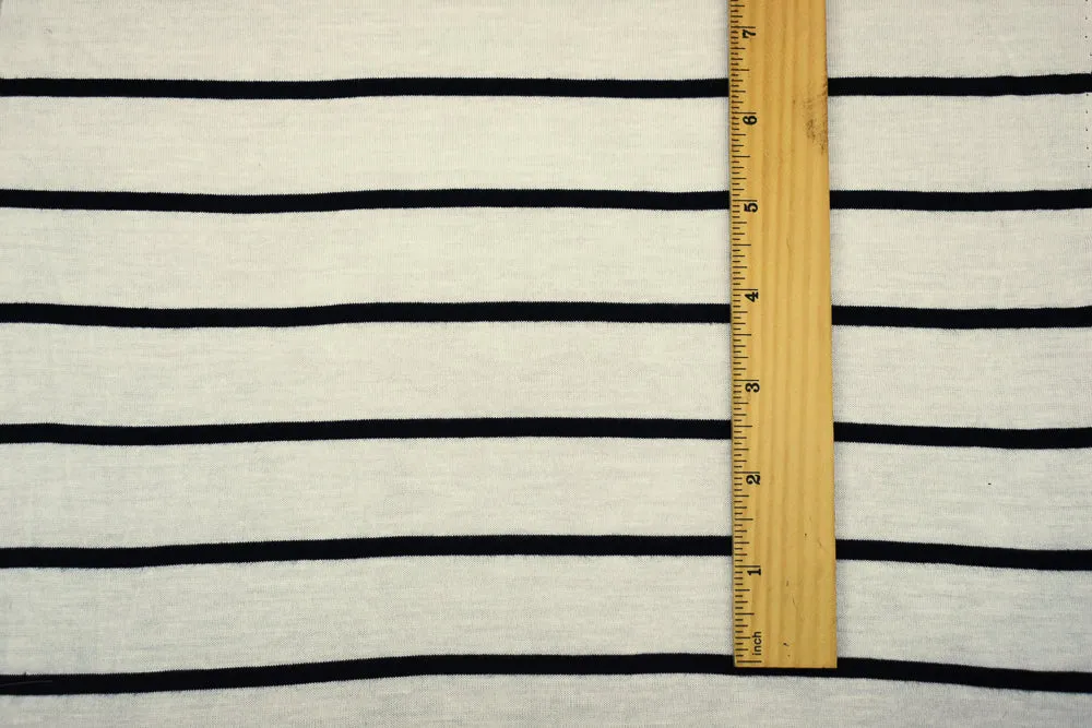 Black-White Rayon Poly Stretch Spandex Stripe Jersey Knit Fabric