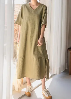 Boho Light Green O-Neck Patchwork Long Dresses Summer LY2160