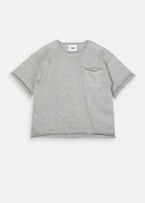 BOXY KNIT POCKET TEE - HEATHER GREY