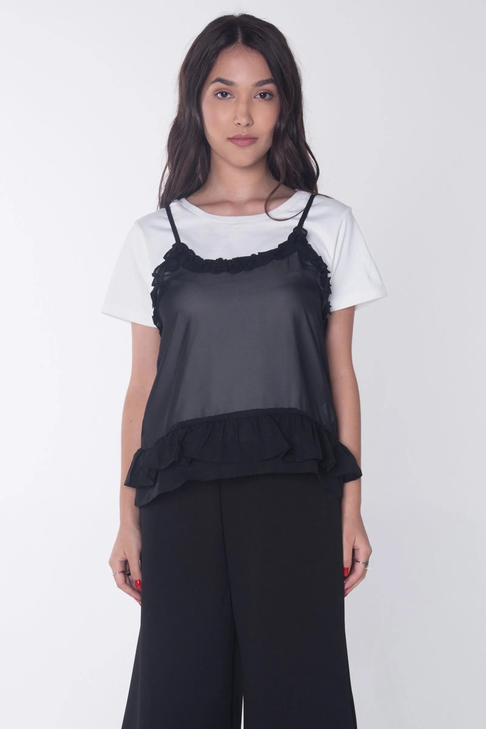 Boxy Tee With Ruffles