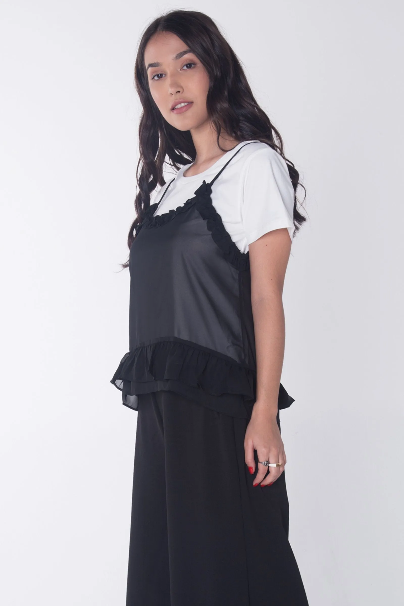 Boxy Tee With Ruffles