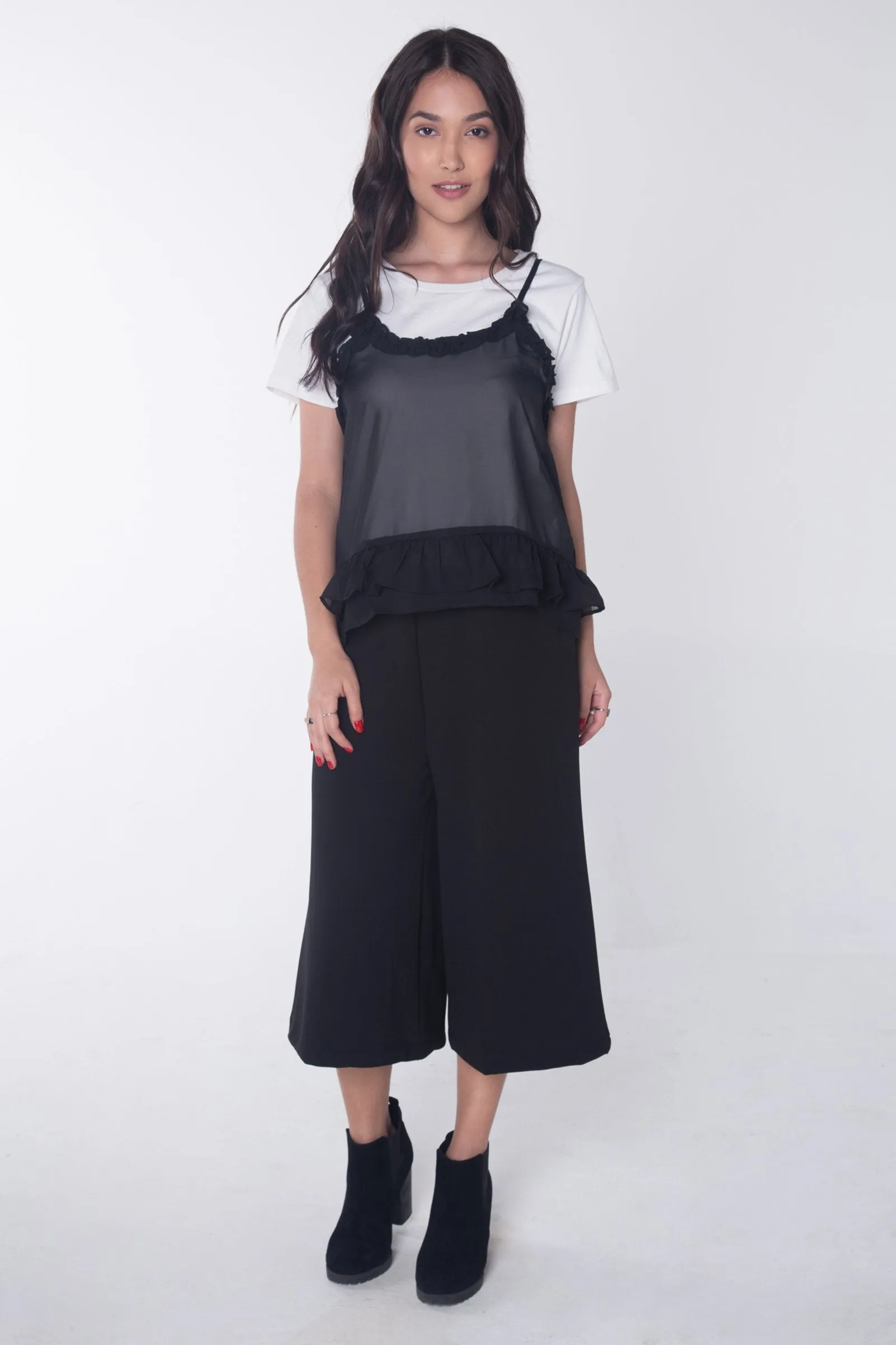 Boxy Tee With Ruffles