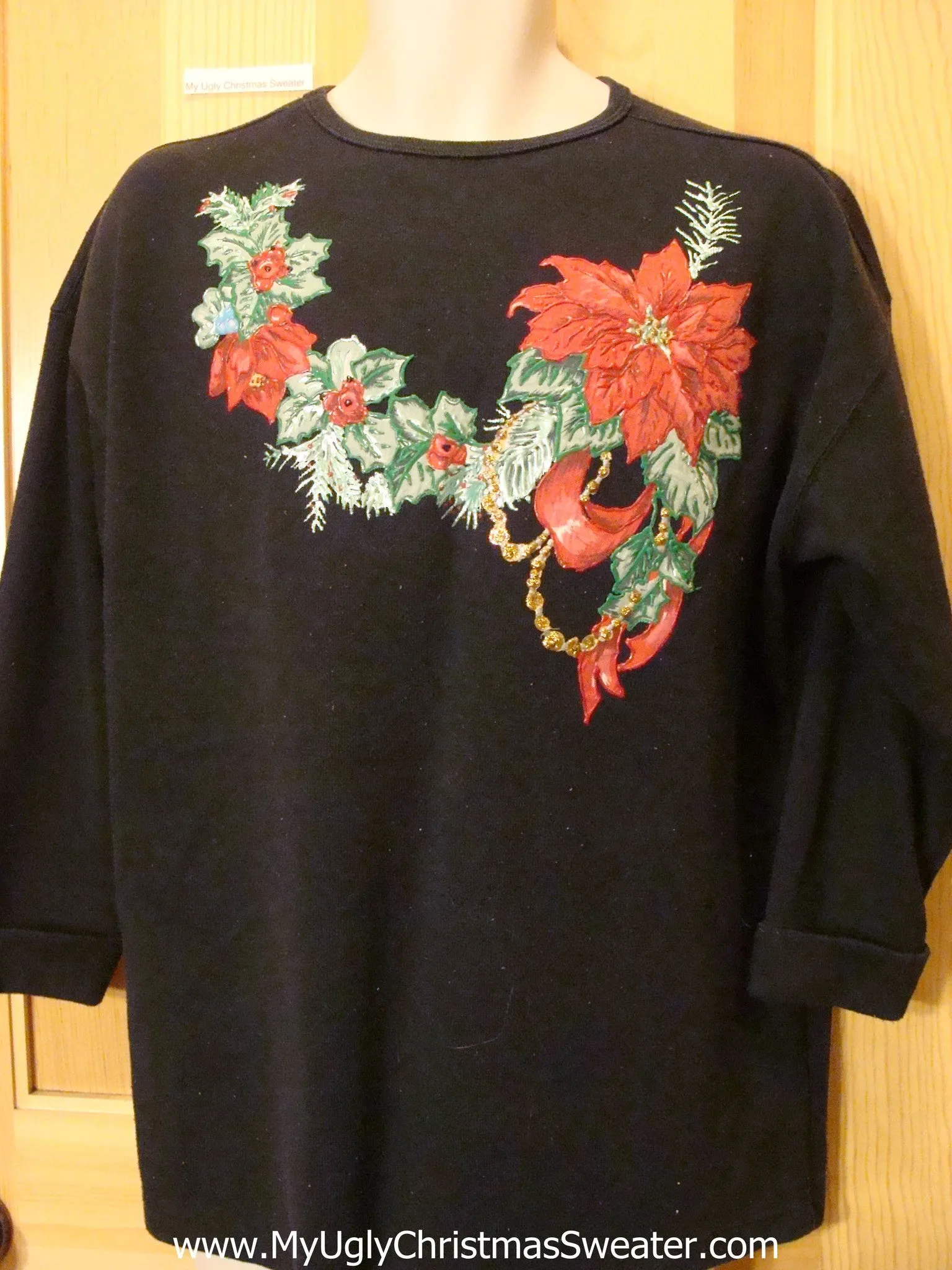 Cheap Tacky Christmas Top with Poinsettias