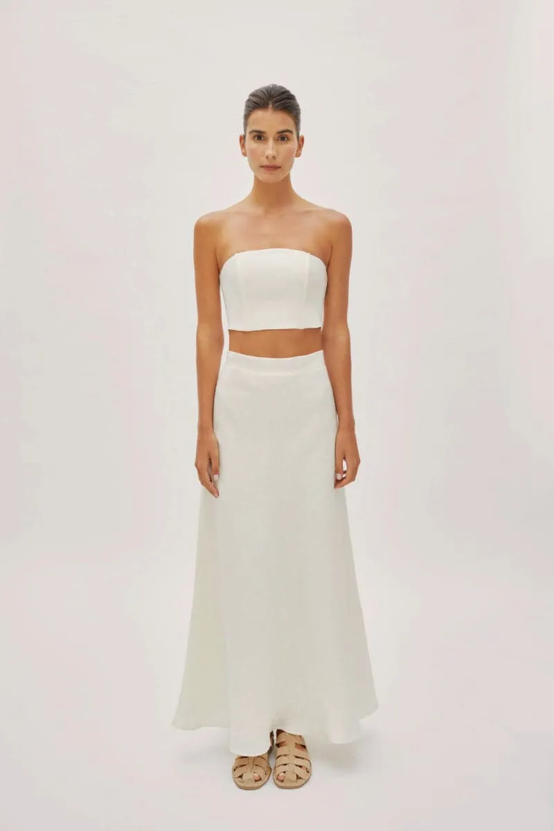 CLARA ECRU LINEN BANDEAU MAXI SKIRT