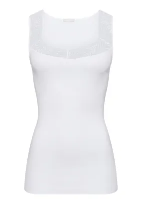 Cotton Delight Lace Trim Cotton Tank Top | White 71837-101