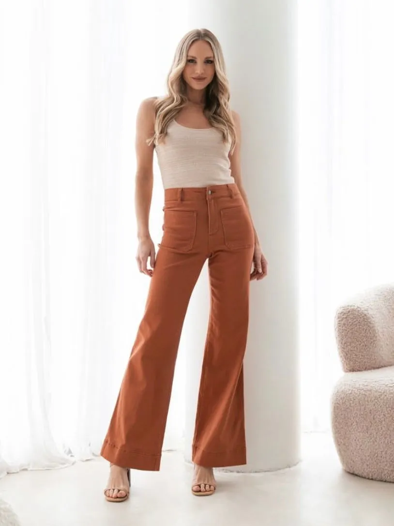 Ebony Flare Jeans - Rust