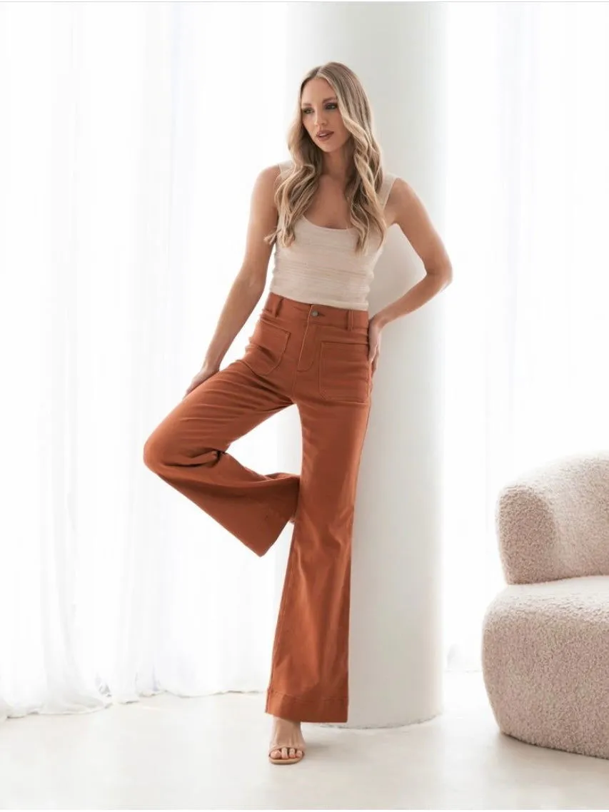 Ebony Flare Jeans - Rust