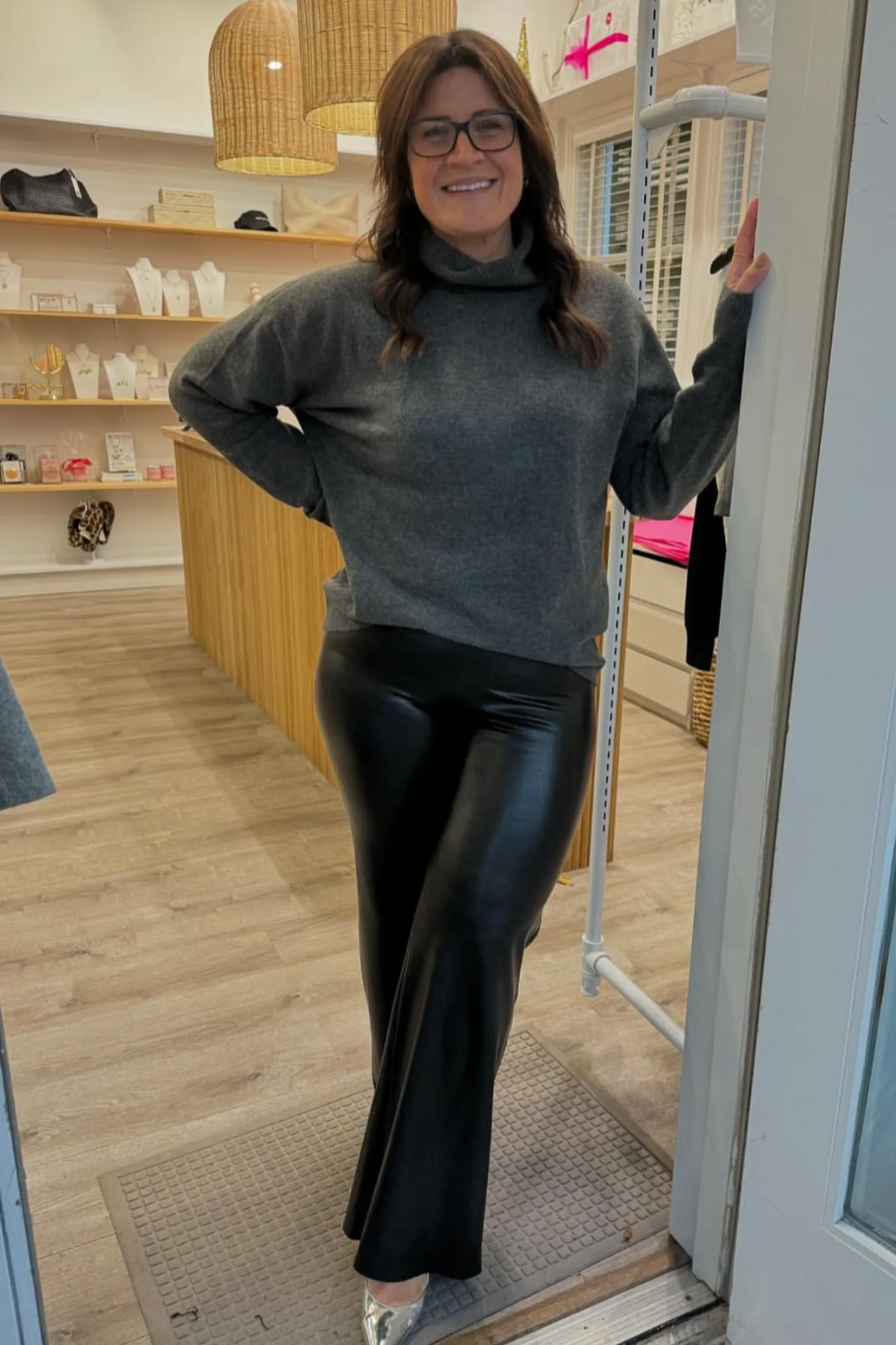 Faux Leather Wide Leg Pant