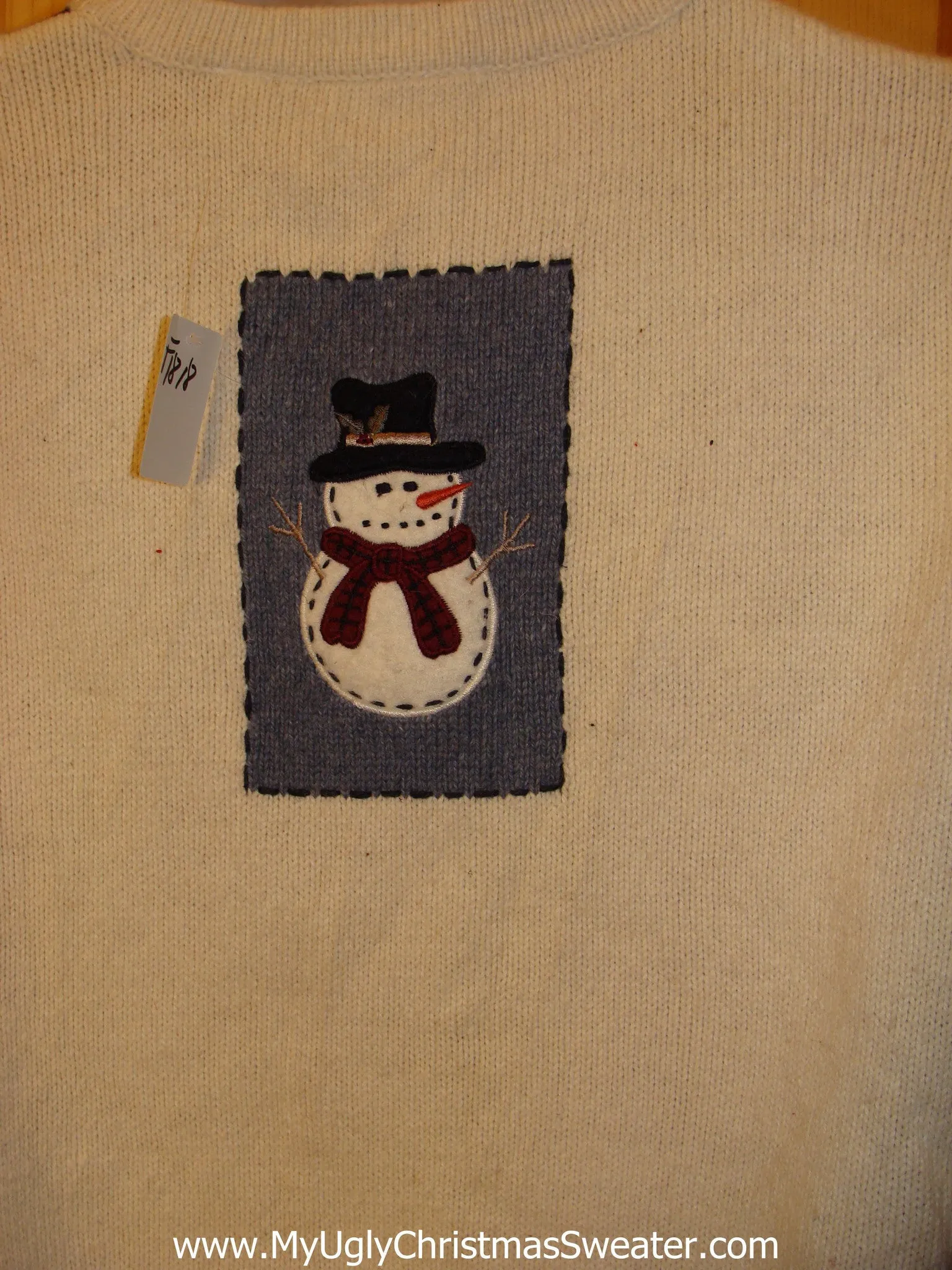 Funny Ugly Sweater with Blocks of Snowflakes and Snowmen