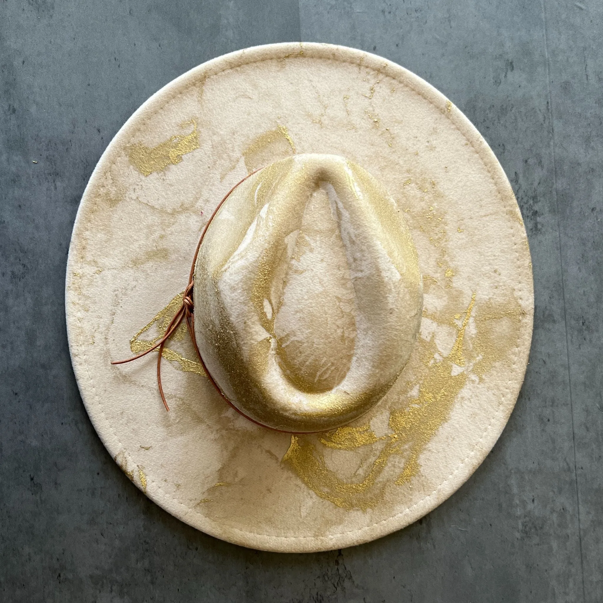 Gold Marbled Wide Brim Rancher Hat