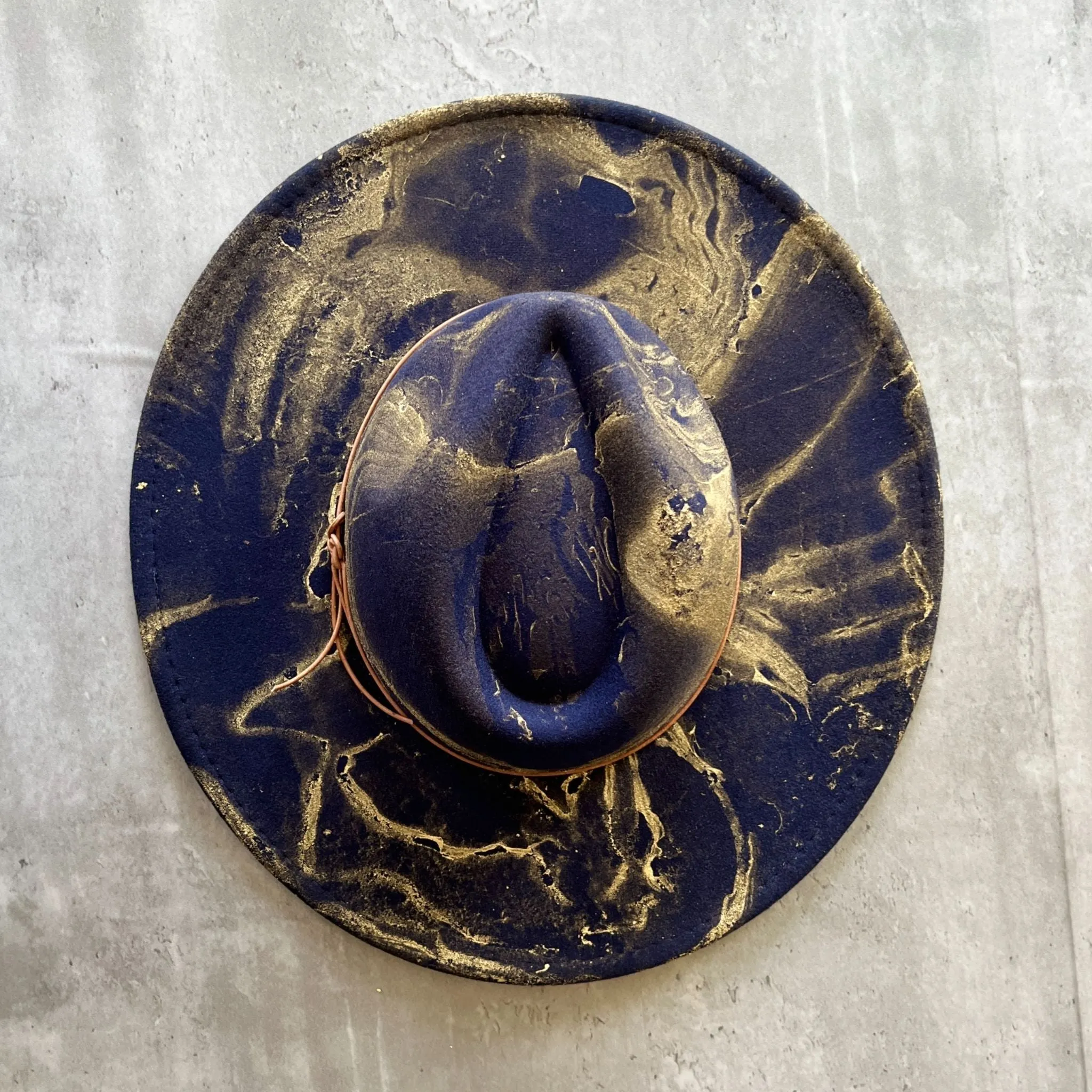 Gold Marbled Wide Brim Rancher Hat