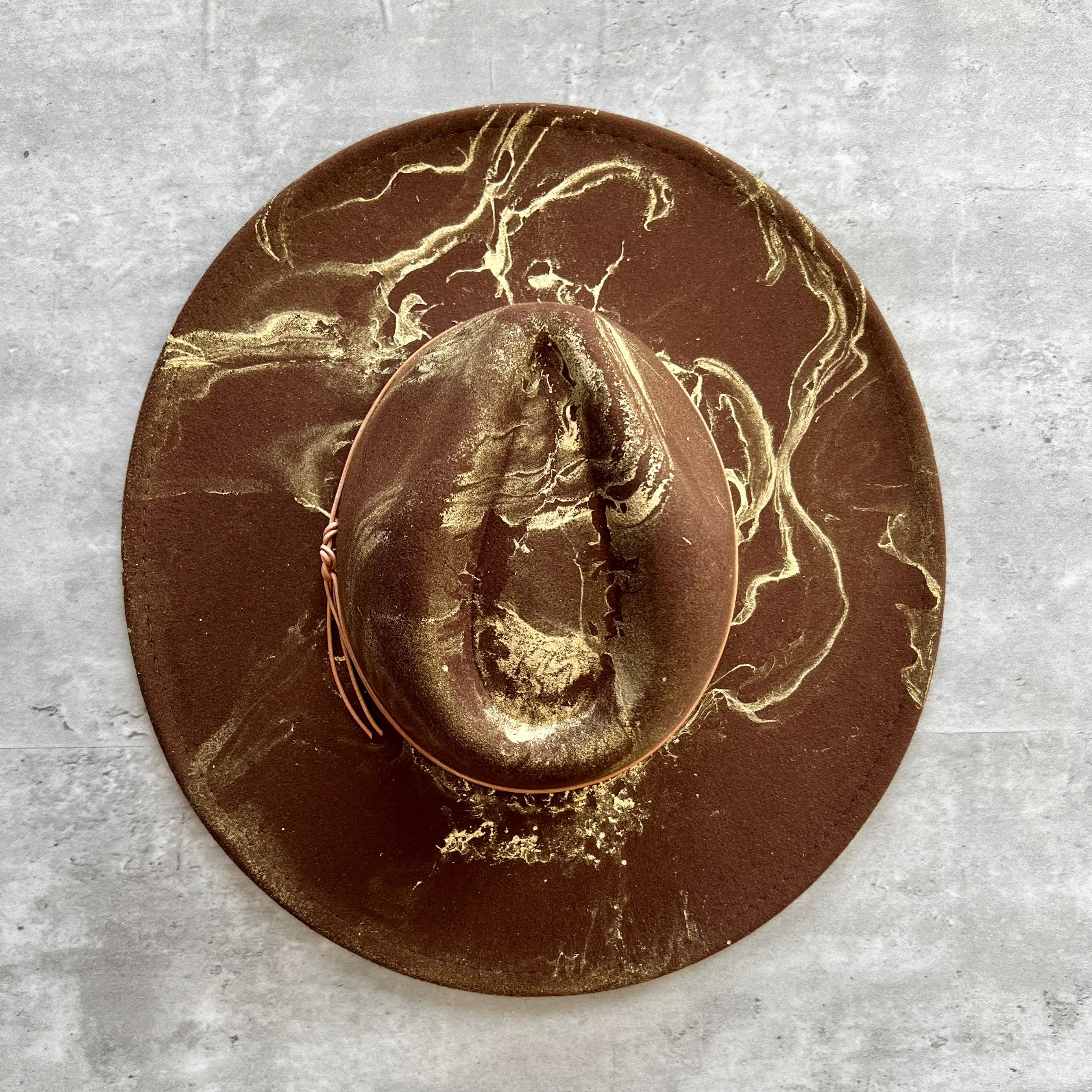 Gold Marbled Wide Brim Rancher Hat