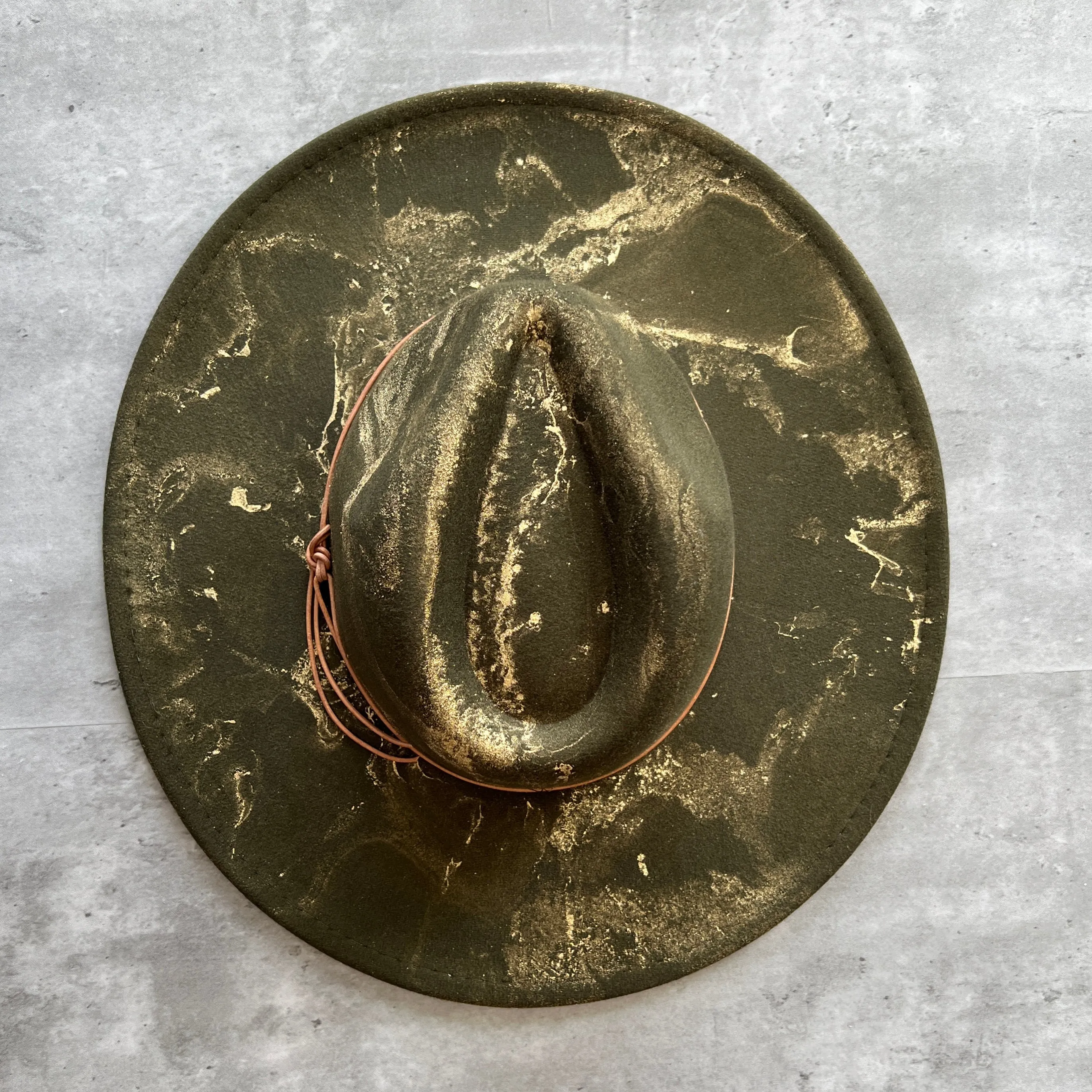 Gold Marbled Wide Brim Rancher Hat