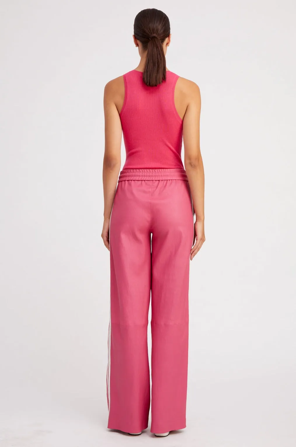 Hot Pink Leather Baggy Athletic Pants