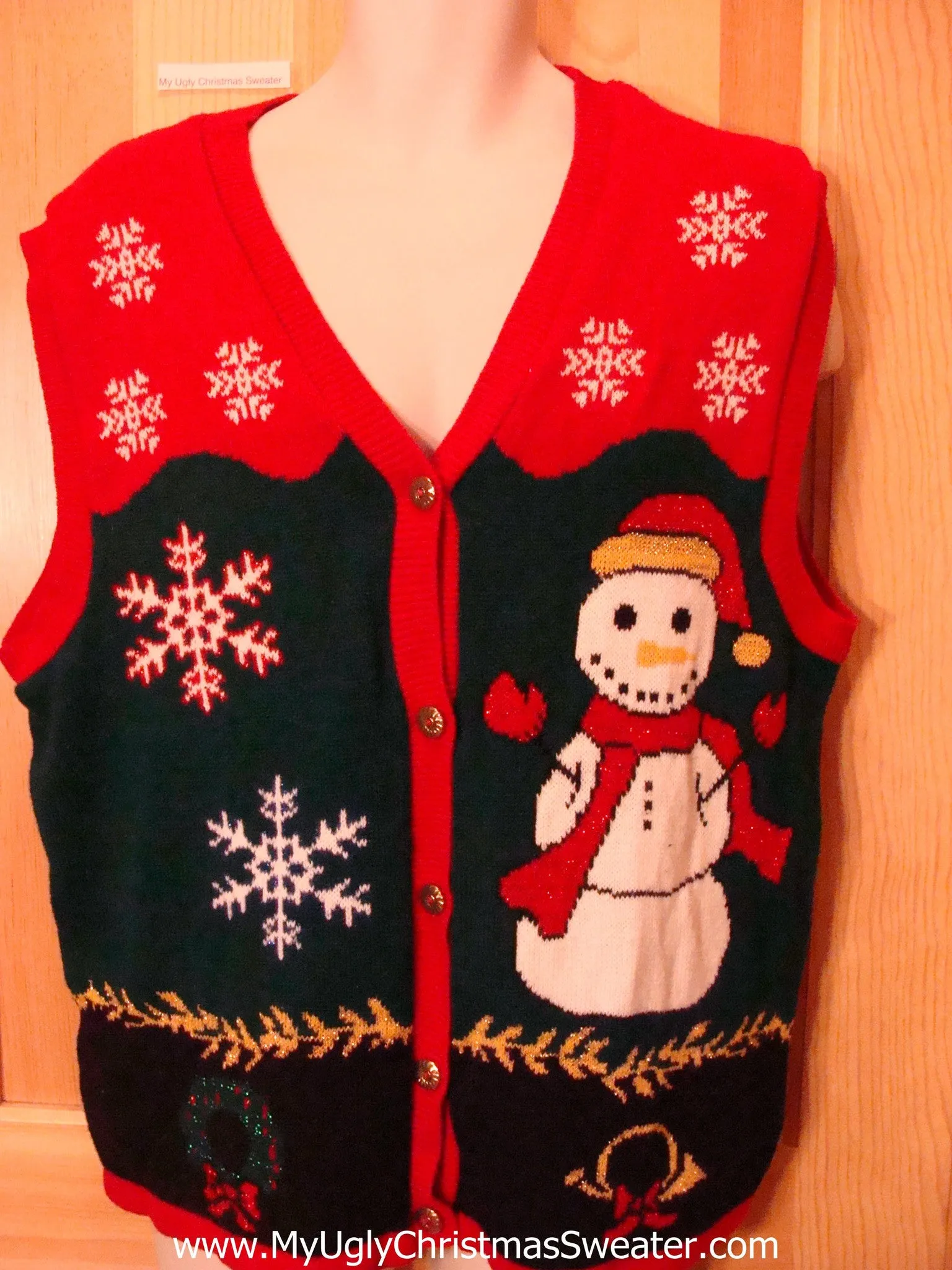 Huge Snowman Funny Ugly Sweater Vest