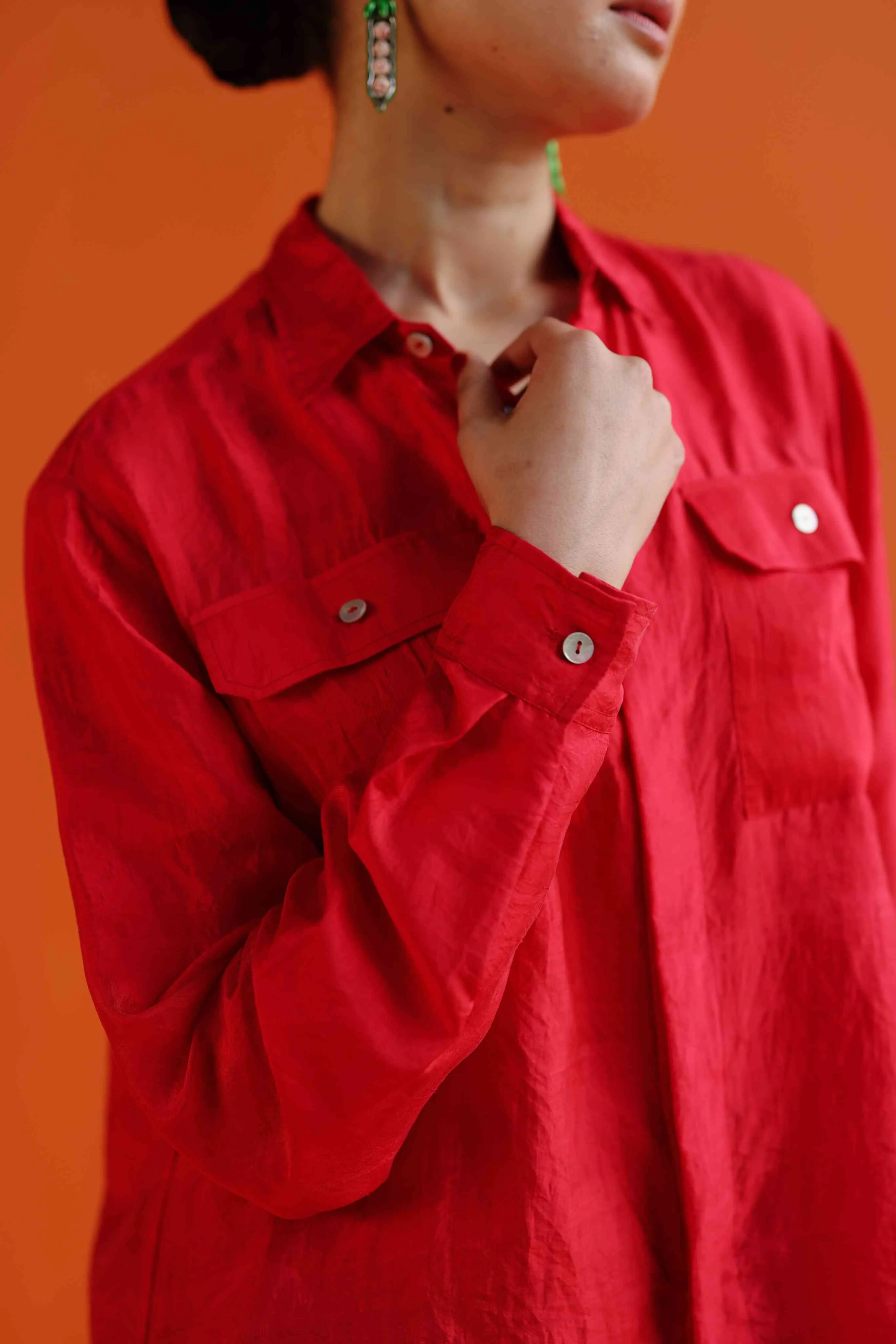 Iris - red boxy fit shirt