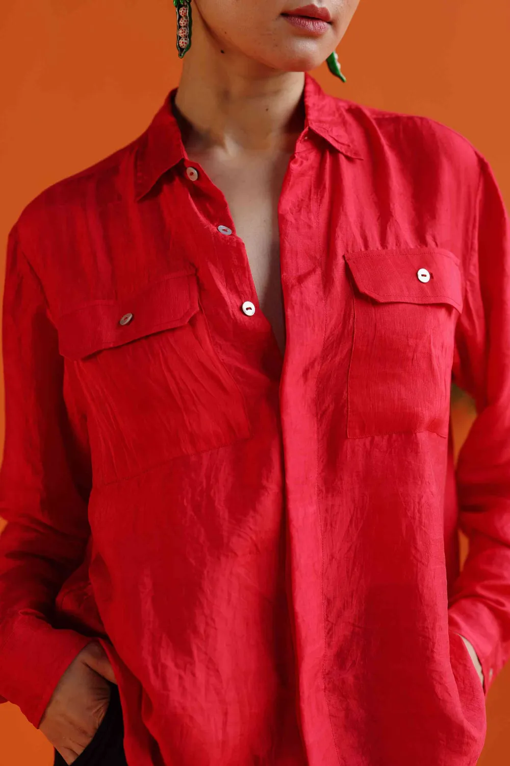 Iris - red boxy fit shirt