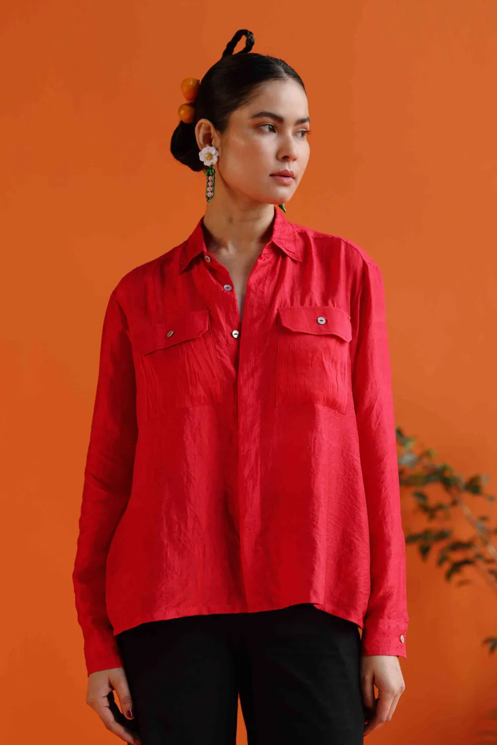 Iris - red boxy fit shirt