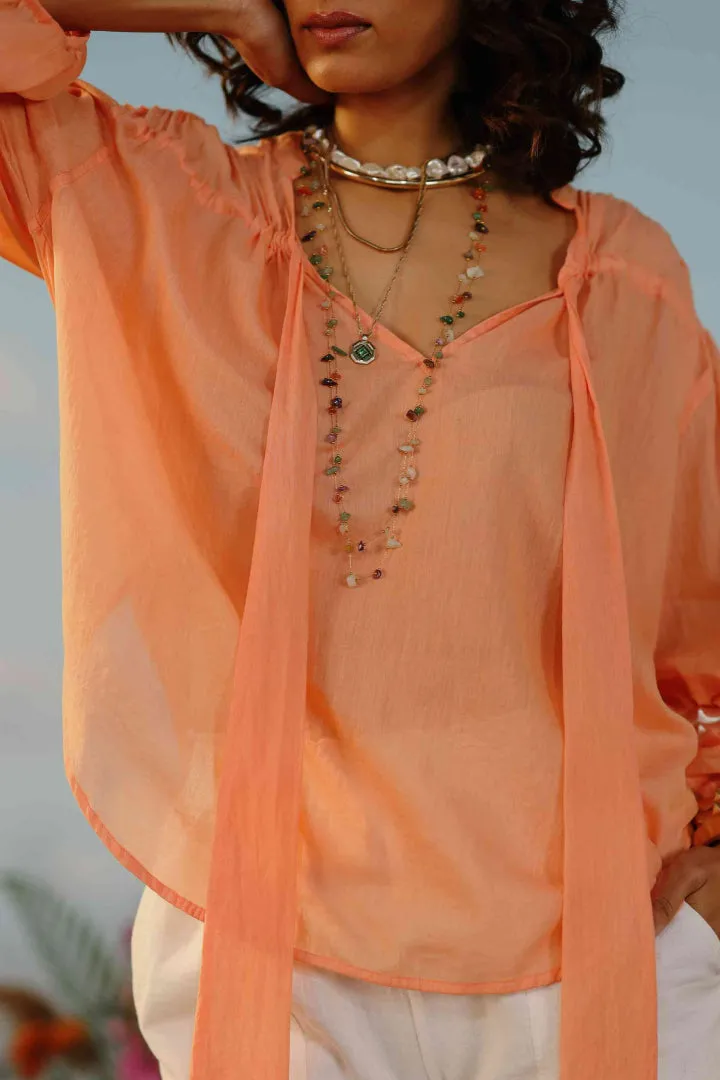 Jasmine - Peach Gathered top