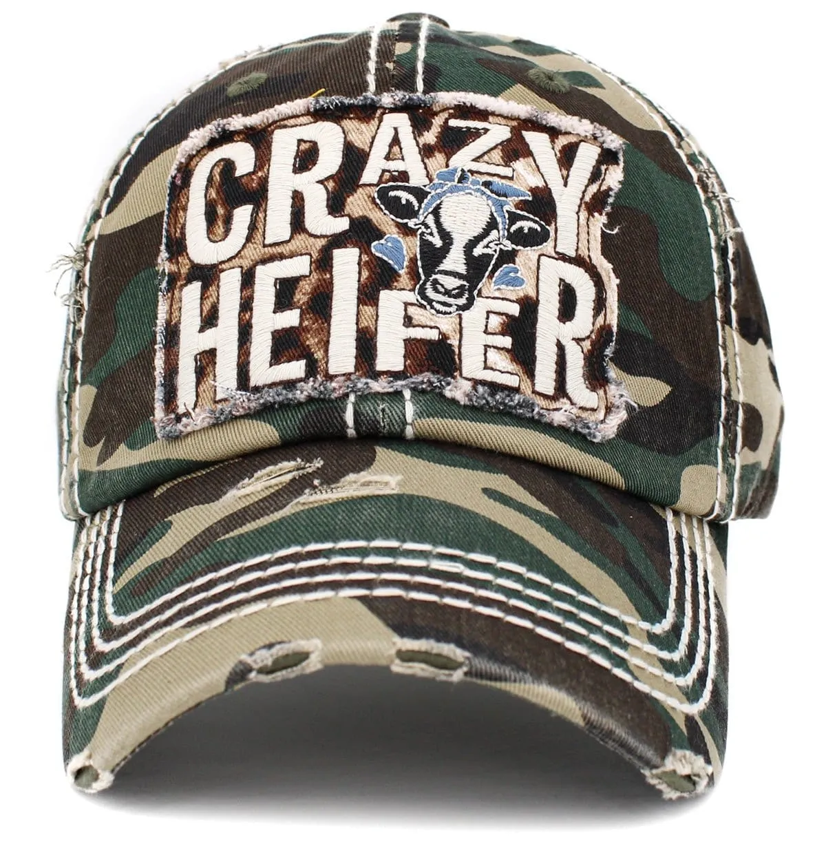 KBV1412 "Crazy Heifer" Vintage Distressed Cotton Cap