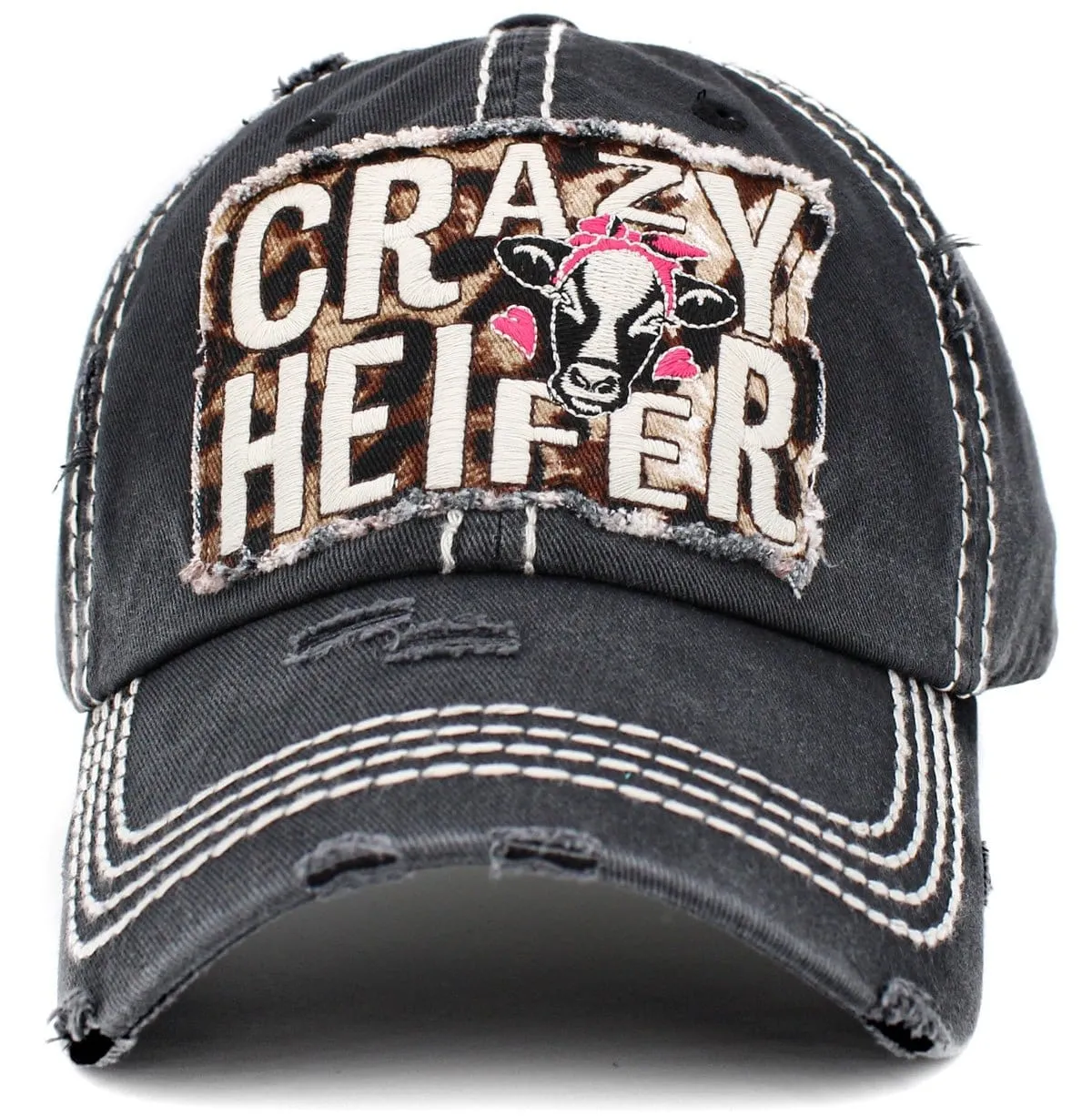 KBV1412 "Crazy Heifer" Vintage Distressed Cotton Cap