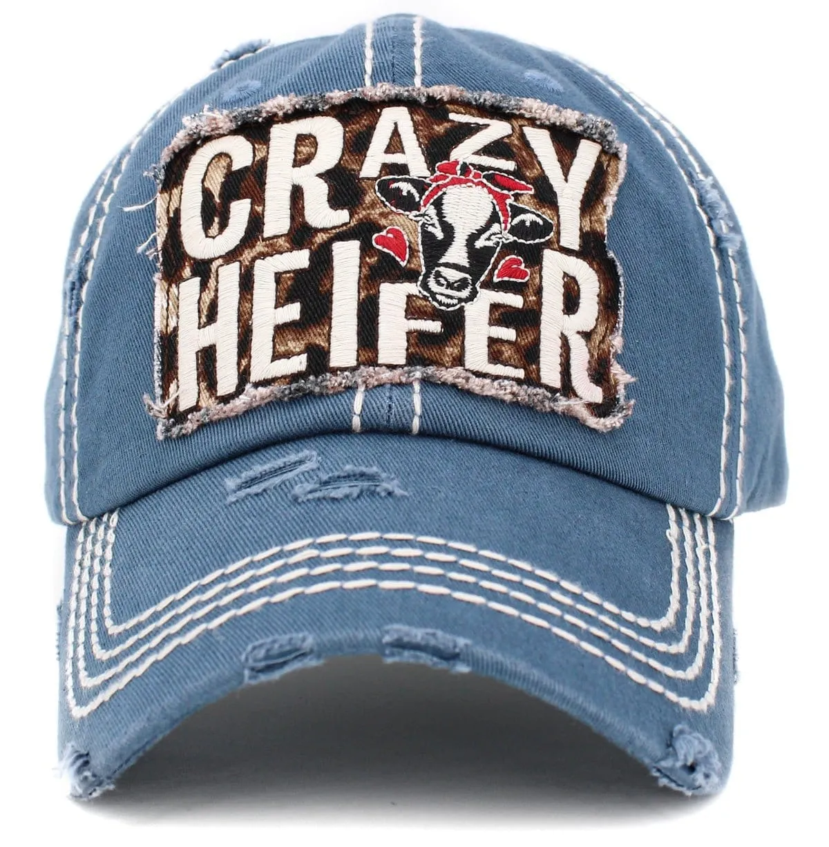 KBV1412 "Crazy Heifer" Vintage Distressed Cotton Cap