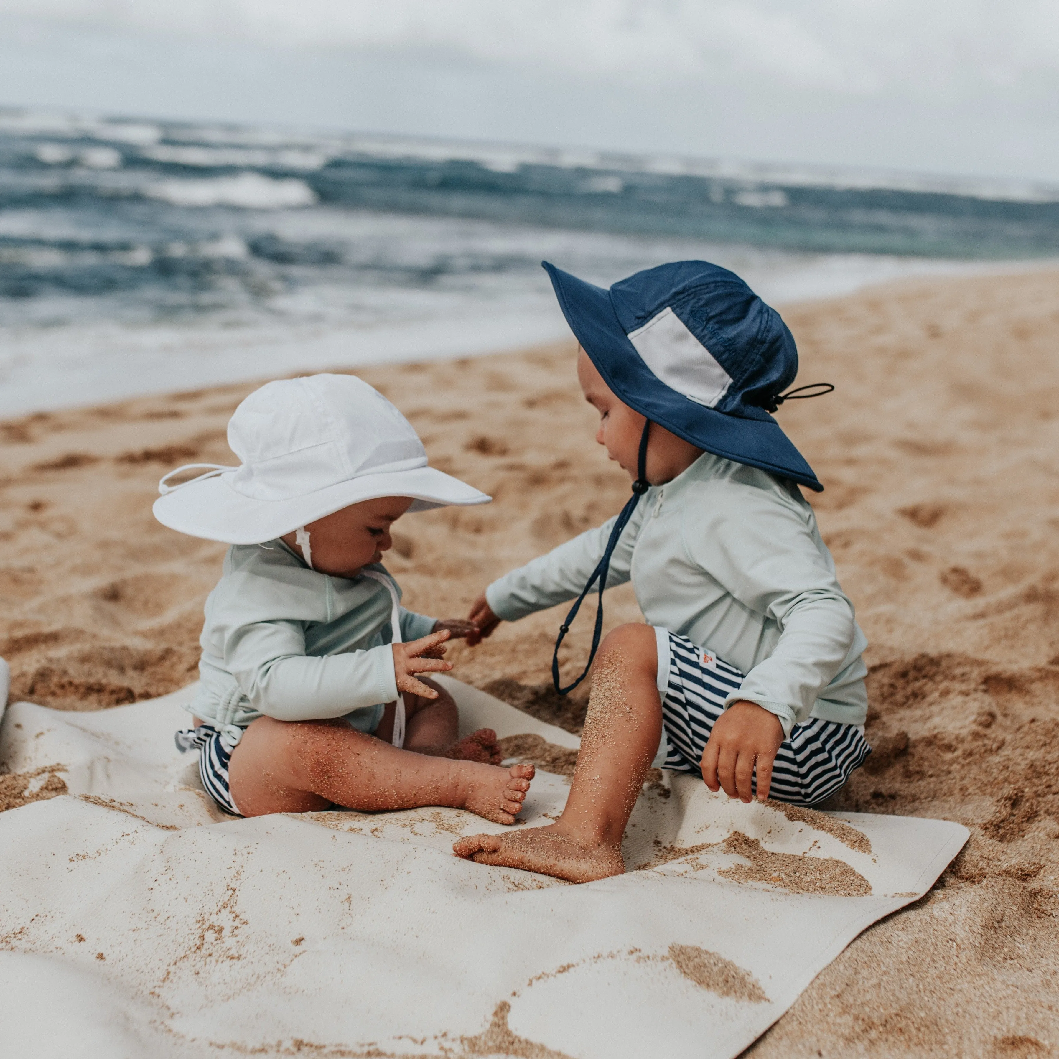 Kids Wide Brim Sun Hat "Fun Sun Day Play Hat" - Navy