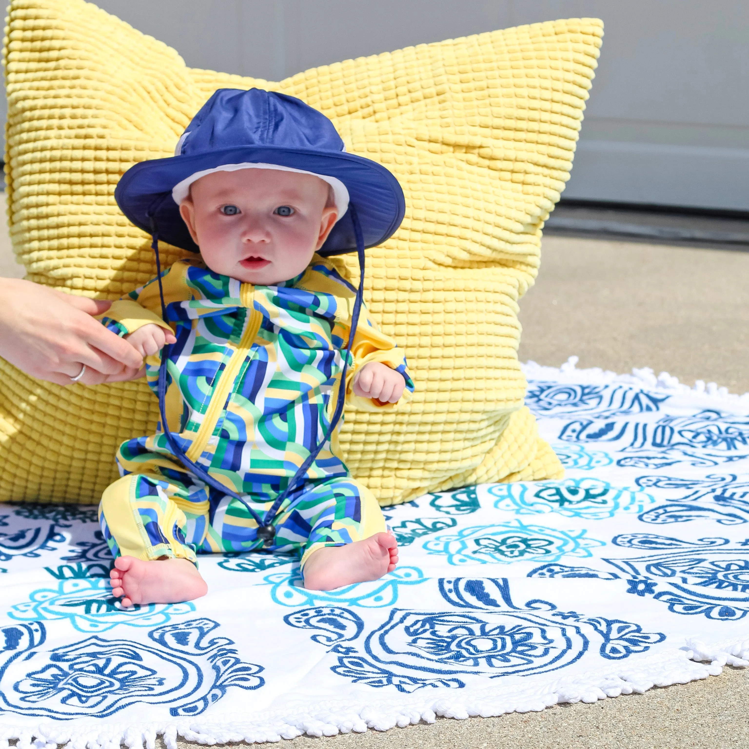 Kids Wide Brim Sun Hat "Fun Sun Day Play Hat" - Navy