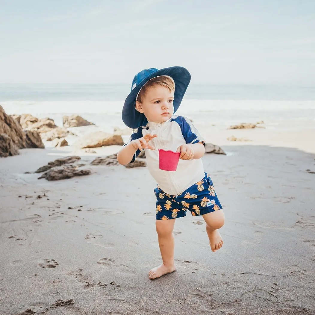 Kids Wide Brim Sun Hat "Fun Sun Day Play Hat" - Navy