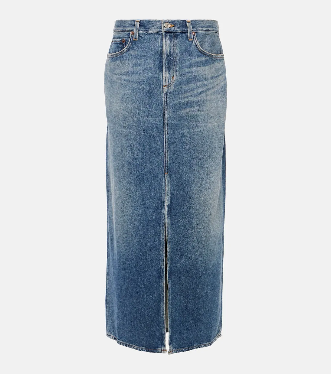 Leif Agolde denim maxi skirt, blue