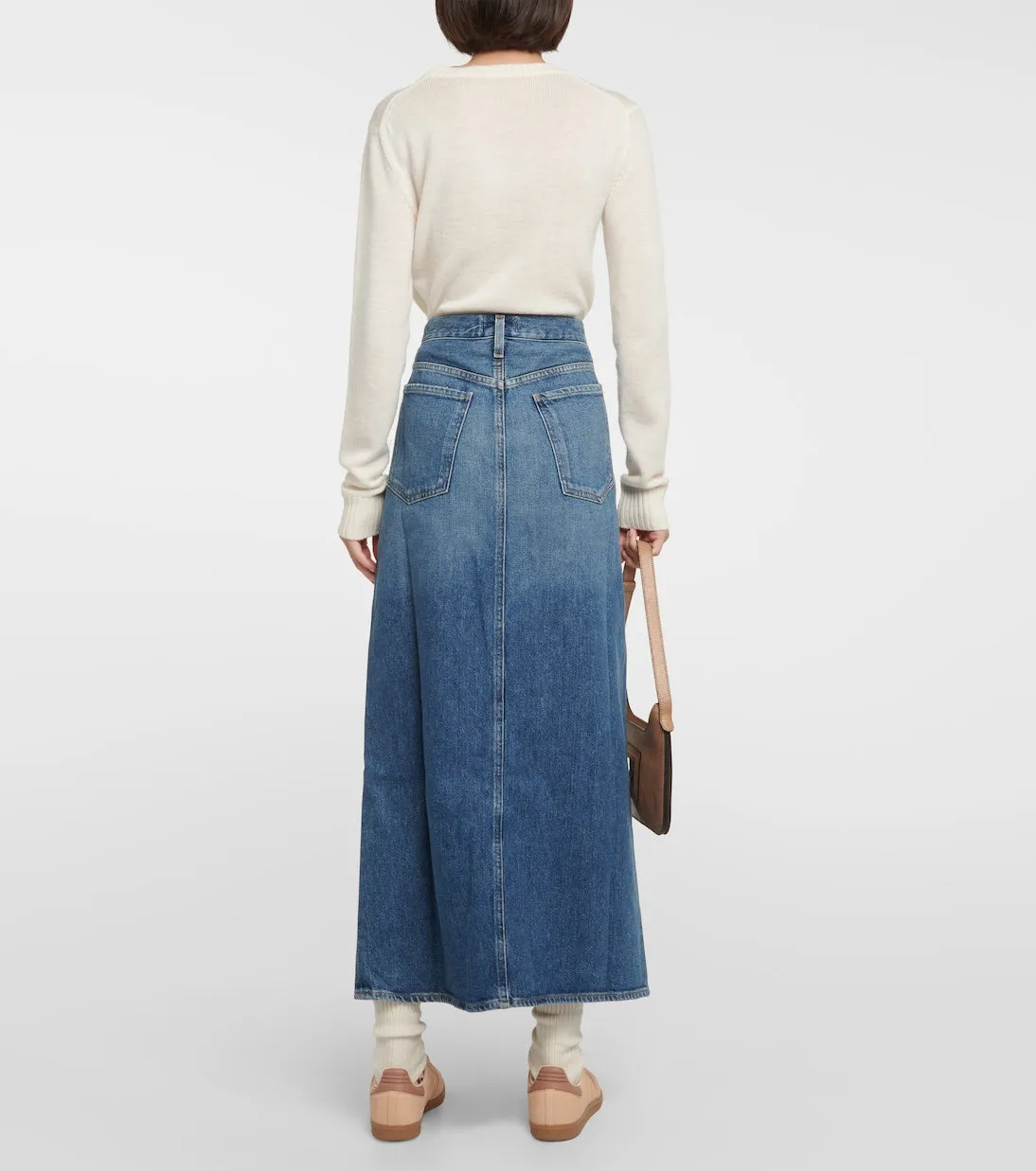 Leif Agolde denim maxi skirt, blue