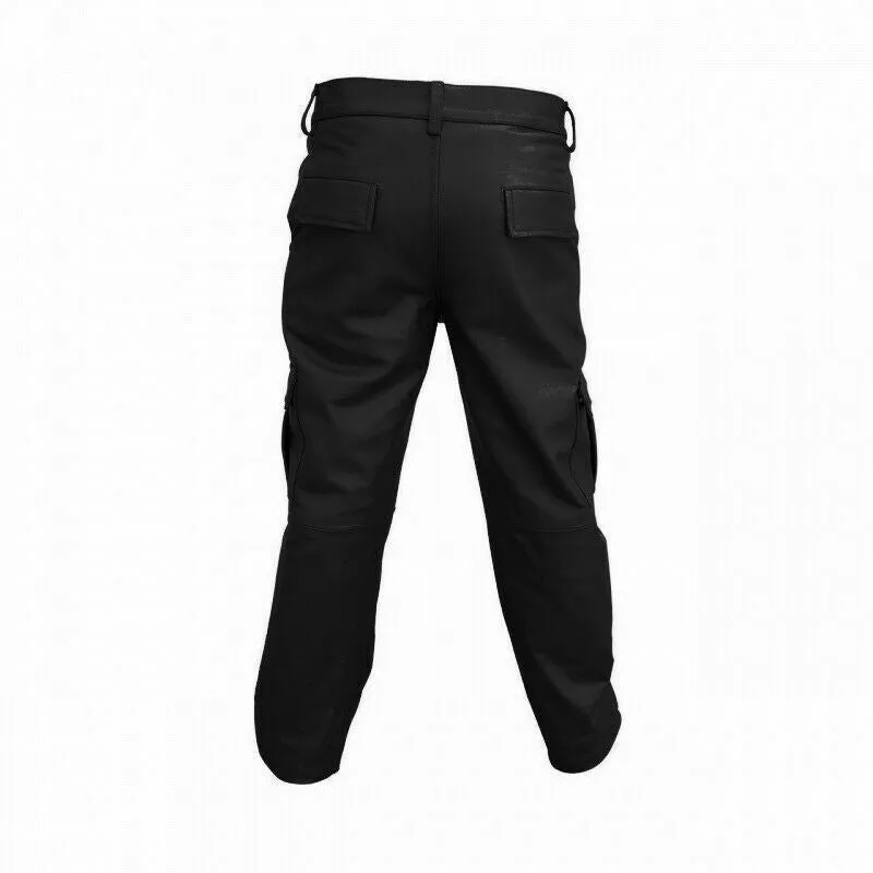 Mens Black Leather 6 Pockets Cargo Pants Jeans Fully Lined - Cargo2-Blk