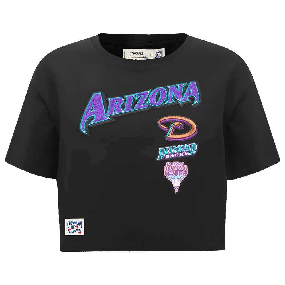 MLB ARIZONA DIAMONDBACKS RETRO CLASSIC WOMEN'S BOXY TOP (BLACK)