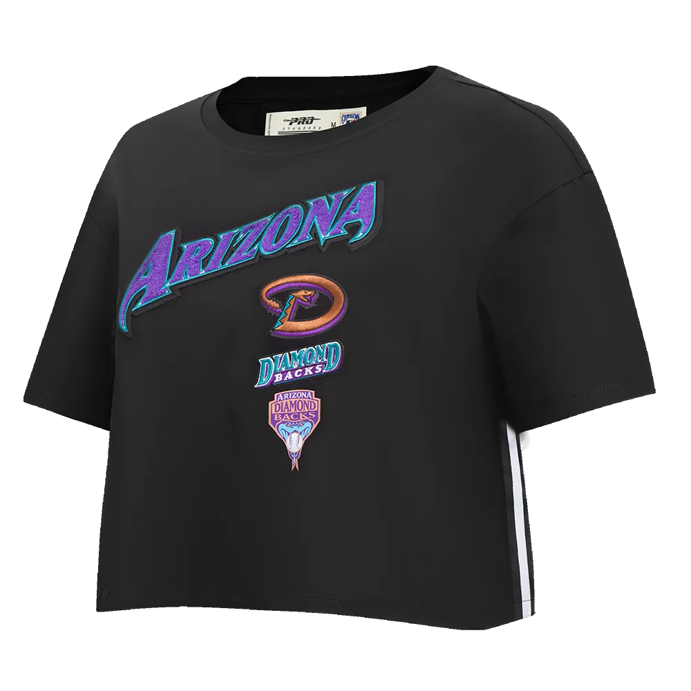 MLB ARIZONA DIAMONDBACKS RETRO CLASSIC WOMEN'S BOXY TOP (BLACK)